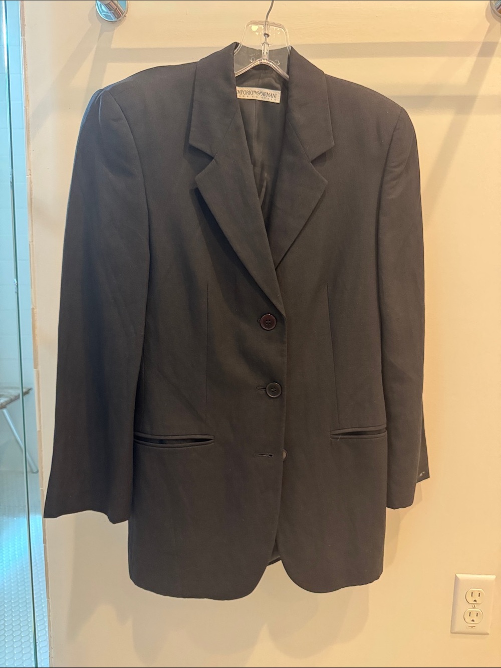 Emporio Armani Women's Dark Black Single-Breasted Blazer